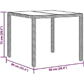 vidaXL Gartentisch mit Glasplatte Schwarz 90x90x75 cm Poly Rattan