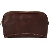Piké Kulturbeutel PIKÉ "PIKÉ Herren, Damen echt Leder, Made in Italy", Damen, Gr. B/H/T: 27cm x 15cm x 8cm onesize, braun, Leder, beschichtet, glänzend, Taschen Kulturbeutel, echt Leder, Made in Italy
