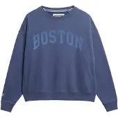 Superdry für Damen. W2012443A Athletic Essentials Marinefarbenes Sweatshirt mit Rundhalsausschnitt und loser Passform (XS), Lässig, Baumwoll