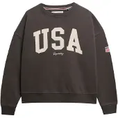 Superdry für Damen. W2012443A Athletic Essentials Lose Passform Rundhalsausschnitt Sweatshirt dunkelgrau (XL), Lässig, Baumwolle