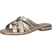 Caprice Damen Pantoletten aus Leder Sommer, Metallisch (Platin Metal.), 39 EU