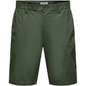 Only & Sons Chinoshorts "ONSKAL CHINO 0287 SHORTS CS", Herren, Gr. S, N-Gr, grün (beetle), Web, Obermaterial: 100% Baumwolle, unifarben, slim fit, Hosen Chinoshorts