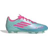 Adidas Fußballschuh PERFORMANCE "F50 LEAGUE MESSI FG/MG", Damen, Gr. 45, rosa (flash aqua, lucid pink, lucid cyan), Synthetik, Textil, Schuhe Fußballschuh, für Rasenplätze