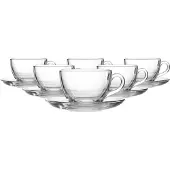 Ritzenhoff & Breker Tasse "Cappuccino-Set Barista 220 ml 6er Set transparent", bunt (transparent), B:14,5cm H:10cm, Glas, Trinkgefäße, Tasse, Spülmaschinenfest
