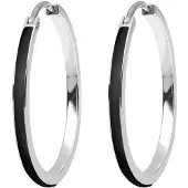 Elli Paar Creolen "Ohrringe Creolen mit funkelnden Emaille Lack 925 Sterling Silber", schwarz, Ohrringe, Damen, ohne Stein, Silber 925 (Sterlingsilber), Paar Creolen