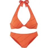 s.Oliver Bügel-Bikini "Naila", Damen, Gr. 40, Cup E, orange, Microfaser, Polyamid, Strukturmuster, Bikini-Sets Bügel-Bikini, mit Struktur