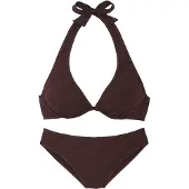 s.Oliver Bügel-Bikini "Naila", Damen, Gr. 36, Cup E, braun, Microfaser, Polyamid, Strukturmuster, Bikini-Sets Bügel-Bikini, mit Struktur