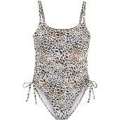 LASCANA Badeanzug "Silea", Damen, Gr. 44, Cup C/D, beige (tierdruck), Recycling-Polyamid, Badeanzüge Badeanzug, Mit modischem Animalprint