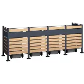 Westmann , Mülltonnenverkleidung Planum 4er Box, grau / holz, 80 x 320 x 120 cm (B x T x H)
