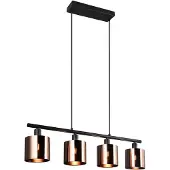 TRIO 4-flammige Pendelleuchte Jason schwarz mit Kupferbronze
