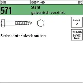 Reyher DIN 571 Stahl verzinkt 16x90 - Sechskant-Holzschrauben
