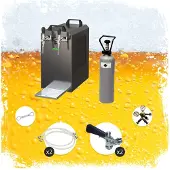 Ich-zapfe STREAM 80 Bierkoffer Zapfanlage Komplett-Set 2-leitig mit CO2-Set und Zapfköpfen