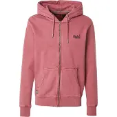Superdry für Herren. M2013753A Essential Logo Washed Ziphood Sweatshirt granatrot (M), Lässig, Kastanienbraun, Baumwolle