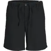 Jack & Jones Shorts "JPSTJAIDEN CAMPAIGN HYBRIDBONDISHORT MID", Herren, Gr. S, N-Gr, schwarz, Web, Obermaterial: 80% Baumwolle, 20% Leinen, unifarben, relaxed fit knielang, Hosen Shorts