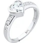 Elli Silberring "Ring Herz Zirkonia Symbol Verlobung 925 Silber" Gr. 56, silber, Fingerringe, Damen, 56, Silber 925 (Sterlingsilber), Silberring