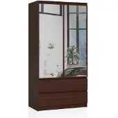 Akord Kleiderschrank 2 Türen 2 Schubladen 2 Spiegel Wenge 90X51X180 Cm