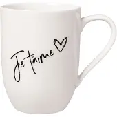 Villeroy & Boch Becher "Becher mit Henkel 'Je t'aime' Becher Liebe Statement 290 ml weiß", weiß, 1 tlg., Porzellan, Trinkgefäße, Becher