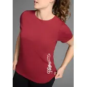 Kangaroos T-Shirt , Damen, Gr. 40/42, rot (weinrot), Obermaterial: 95% Baumwolle, 5% Elasthan, figurumspielend hüftbedeckend, Rundhals, Shirts T-Shirt, Kurzarm, casual, unifarben, große Größen