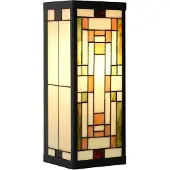 LumiLamp 5LL-6363 Tiffany beige-grün Wandleuchte 14x16x40cm E27 Glas Metall