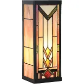 LumiLamp Tiffany Wandleuchte Beige Braun 14x16x40 cm E27 Glas Metall