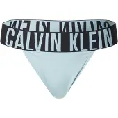 Calvin Klein String "HIGH LEG THONG", Damen, Gr. XS (34), blau (ether), Obermaterial: 82% Polyamid, 18% Elasthan, UNDERWEAR, körpernah, Unterhosen String, mit großem Logo