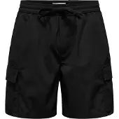 Only & Sons Cargoshorts "ONSKAL CARGO 0287 SHORTS CS", Herren, Gr. M, N-Gr, schwarz, Web, Obermaterial: 100% Baumwolle, unifarben, slim fit, Hosen Cargoshorts