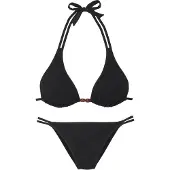 s.Oliver Triangel-Bikini "Naila", Damen, Gr. 34, Cup A/B, schwarz, Microfaser, Polyamid, Strukturmuster, Bikini-Sets Triangel-Bikini, mit Struktur
