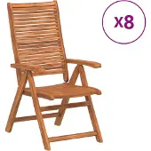 vidaXL 8 Stück verstellbare Klappstühle, 56 x 72 x 107 cm, Massivholz Akazie