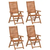 vidaXL 4 Stück verstellbare Klappstühle, 56 x 72 x 107 cm, Massivholz Akazie