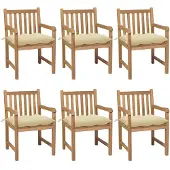 vidaXL Gartenstühle 2 Stk. mit Cremeweißen Kissen Massivholz Teak