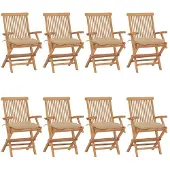 vidaXL Klappstühle mit beigen Kissen, 8-teilig, Massivholz Teakholz