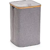 Zeller Wäschesortierer PRESENT, grau, B:33cm H:50cm T:33cm, Polyester, Wäschesammler, Wäschesortierer, Moderner Bambus Rahmen