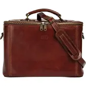 Piké Kulturbeutel PIKÉ "PIKÉ Damen echt Leder, Made in Italy", Damen, Gr. B/H/T: 33cm x 24cm x 22cm onesize, braun, Leder, glänzend, Taschen Kulturbeutel, echt Leder, Made in Italy