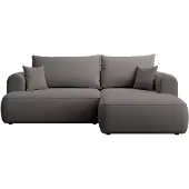 Selsey Ovo Mini - Eckschlafsofa rechtsseitig mit Stauraum, Easy-Clean-Samtbezug, dunkelgrau