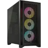Corsair iCUE 4000D RGB, Midi Tower, PC, Schwarz, ATX, EATX, micro ATX, Mini-ITX, Kunststoff, Stahl, Gehärtetes Glas, 17 cm