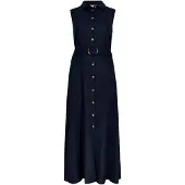 Apricot Midikleid "Midikleid aus Leinenmischung", Damen, Gr. S (36), N-Gr, blau (navy), gewebt, Obermaterial: 73% Viskose CV. 27% Leinen LI., uni, Kleider Midikleid, mit Gürtel