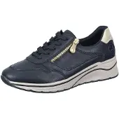 Rieker Keilsneaker , Damen, Gr. 43, Textil, gold (schwarz, goldfarben), Lederimitat, Schuhe Keilsneaker, Halbschuh, Schnürschuh, Freizeitschuh mit Soft-Einlage