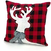 Weckbrodt Dekokissen "Elch", rot (rot, schwarz, kariert), B:40cm L:40cm, Polyester, Dekokissen_Sitzkissen_Kissenhüllen, Dekokissen, mit Vlies- und Felleinsatz, Kissenhülle ohne Füllung, 1 Stück