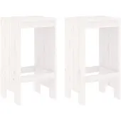 The Living Store Barhocker 2 Stk. Weiß 40x36x75 cm Massivholz Kiefer