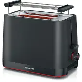 Bosch Toaster "MyMoment TAT3M123", schwarz, B:30,4cm H:20,9cm T:16,5cm, Toaster, entnehmbarer Brötchenaufsatz, Auftaufunktion, Brotzentrierung, AutoOff, Toaster
