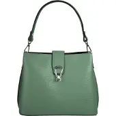 Cluty Umhängetasche , Damen, Gr. B/H/T: 25cm x 21cm x 13cm onesize, grün, Leder, leicht glänzend, unifarben, Taschen Umhängetasche, echt Leder, Made in Italy