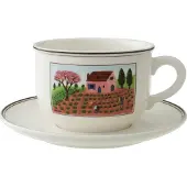 Villeroy & Boch Tasse "Cappuccinotasse mit Untertasse Design Naif 330 ml bunt", bunt, Porzellan, Trinkgefäße, Tasse