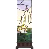 Clayre & Eef Tiffany Tischlampe 18x18x48 cm Beige Violett Glas Segelboot