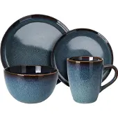 Excellent houseware 16-teiliges Geschirrset aus Steingut, reaktive Glasur, spülmaschinen- & mikrowellengeeignet