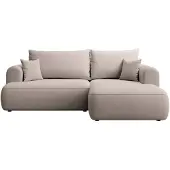 Selsey Ovo Mini - Eckschlafsofa rechtsseitig mit Stauraum, Easy-Clean-Samtbezug, grau