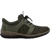 Rieker Slip-On Sneaker "Ready2GO", Damen, Gr. 38, grün (moosgrün), Lederimitat, Textil, Schuhe Slip-On Sneaker, Schlupfschuh, Halbschuh, Freizeitsneaker mit Schnellverschluss