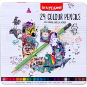 Bruynzeel Farbstifte Set - 24 Farben im Metall-Etui - Schule und Kreativ