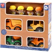 Playgo Play Mini Baufahrzeuge Spielset mit Figuren - 8-teiliges Konstruktionsspielzeug