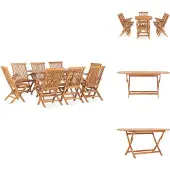 vidaXL 9-tlg. Garten-Essgruppe Klappbar Massivholz Teak - Gartenmöbel-Sets