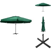 vidaXL Sonnenschirm mit Aluminium-Mast 600 cm Grün - Sonnenschirme & Sonnenschutze